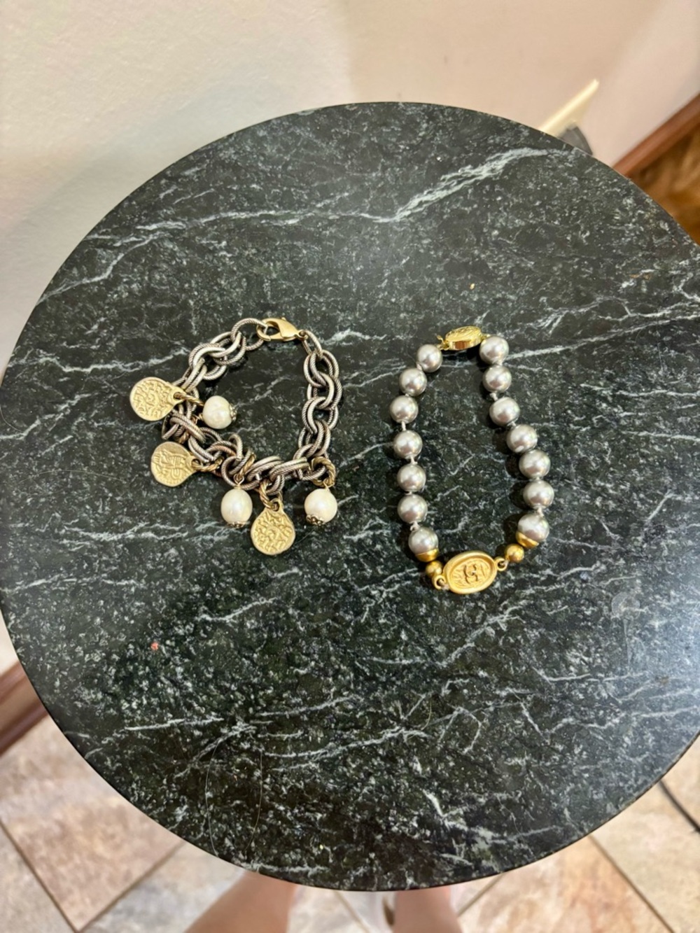 Mixed Metal Charm & Bead Bracelet Duo - Gold & Silver Tones